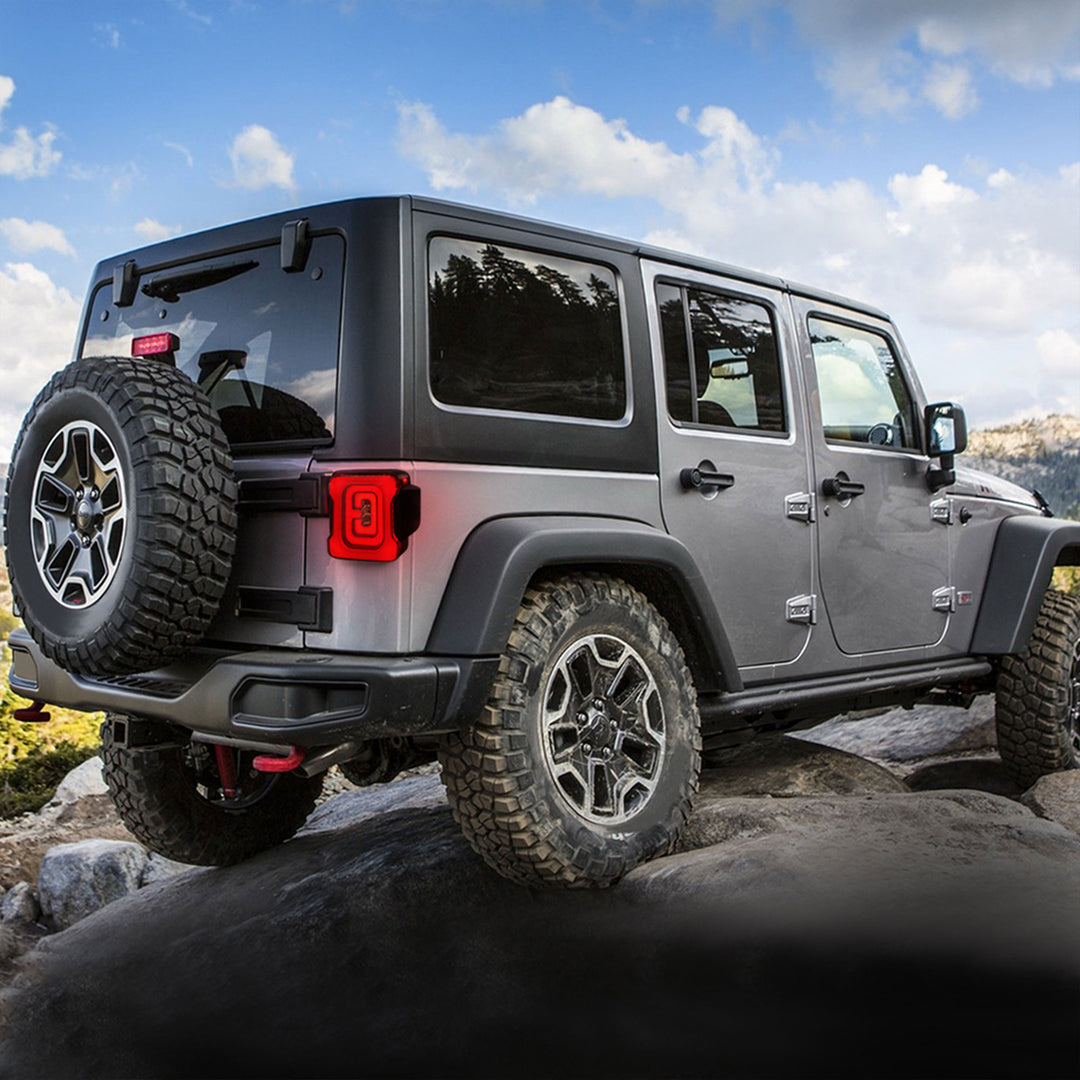AMERICAN MODIFIED Smoked Tail Lights Compatible with 07-18 Jeep Wrangler JK/JKU