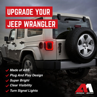 AMERICAN MODIFIED Smoked Tail Lights Compatible with 07-18 Jeep Wrangler JK/JKU