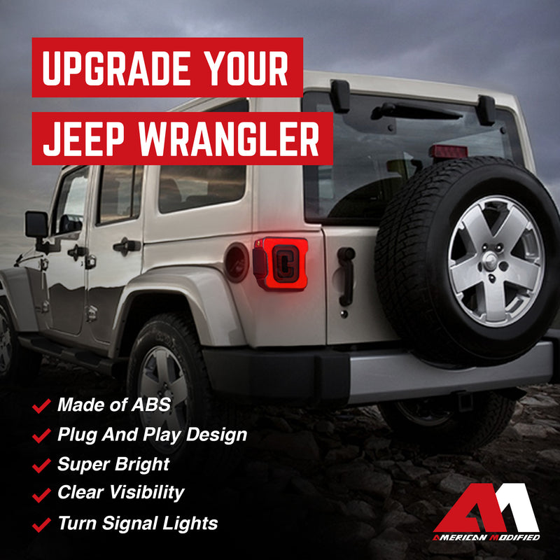 AMERICAN MODIFIED Smoked Tail Lights Compatible with 07-18 Jeep Wrangler JK/JKU