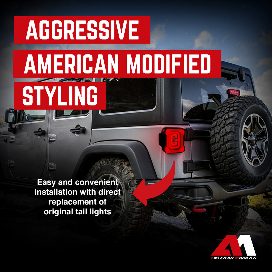 AMERICAN MODIFIED Tail Lights Compatible w/07-18 Jeep Wrangler JK/JKU (Open Box)