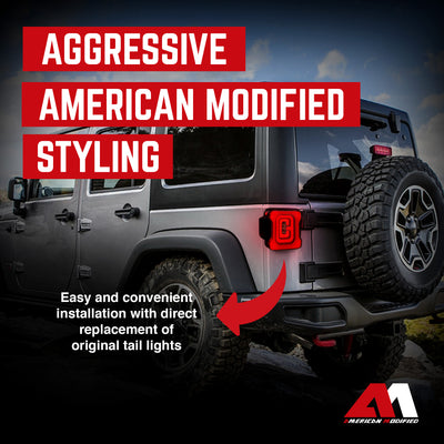 AMERICAN MODIFIED Smoked Tail Lights Compatible w/07-18 Jeep Wrangler (Used)