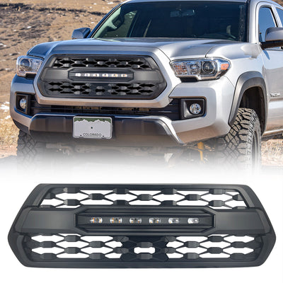 AMERICAN MODIFIED Pro Style Grille w/ Off Road Lights for 2016-23 Tacoma, Black - VMInnovations