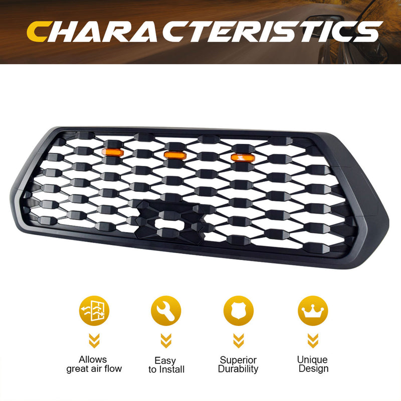 AMERICAN MODIFIED Mesh Grille w/ Amber Lights for 2016-2023 Tacoma, Matte Black