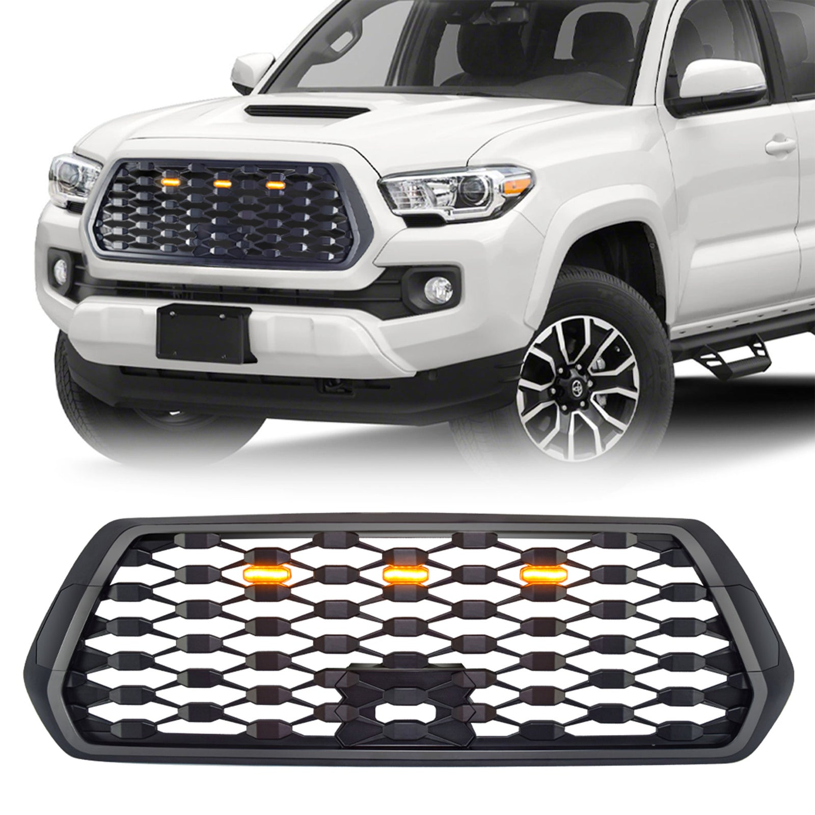 American Modified Grille w/ Amber Lights for 2016-2021 Tacoma, Black (Open Box) - VMInnovations