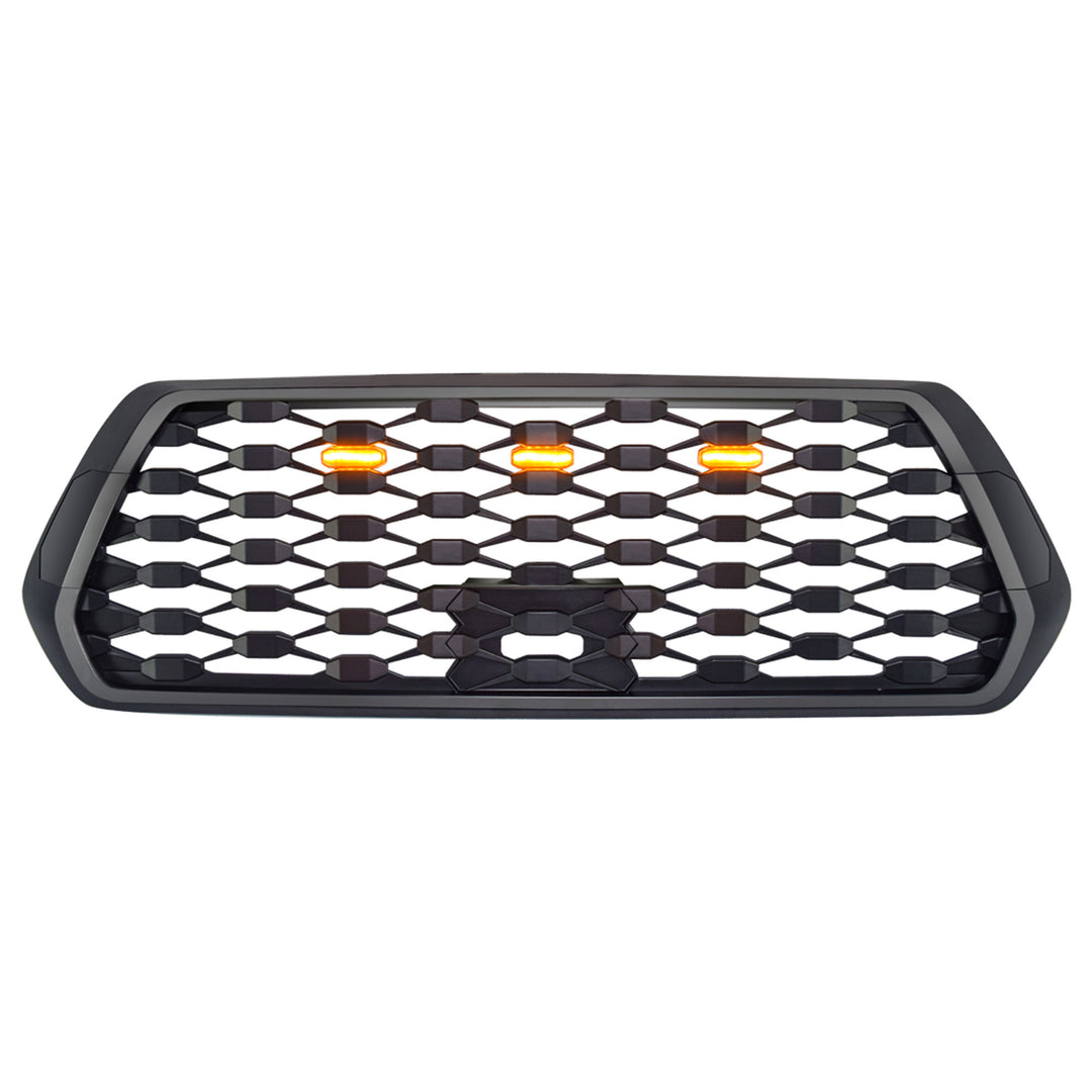 AMERICAN MODIFIED Mesh Grille w/ Amber Lights for 2016-2023 Tacoma, Matte Black