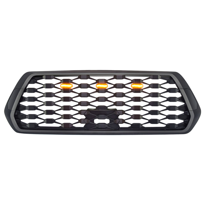 AMERICAN MODIFIED Mesh Grille w/ Amber Lights for 2016-2023 Tacoma, Matte Black