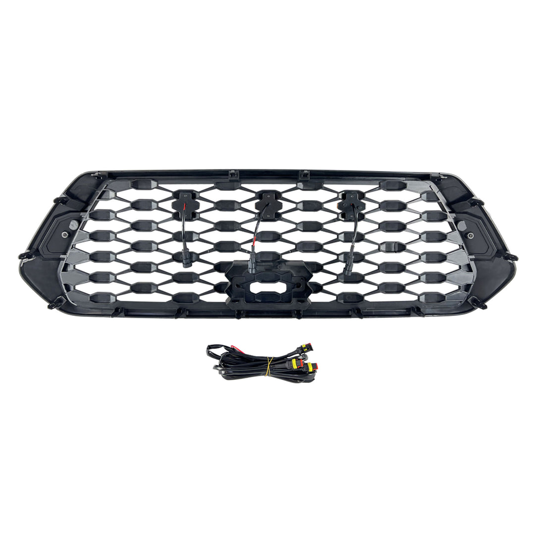 AMERICAN MODIFIED Mesh Grille w/ Amber Lights for 2016-2023 Tacoma, Matte Black