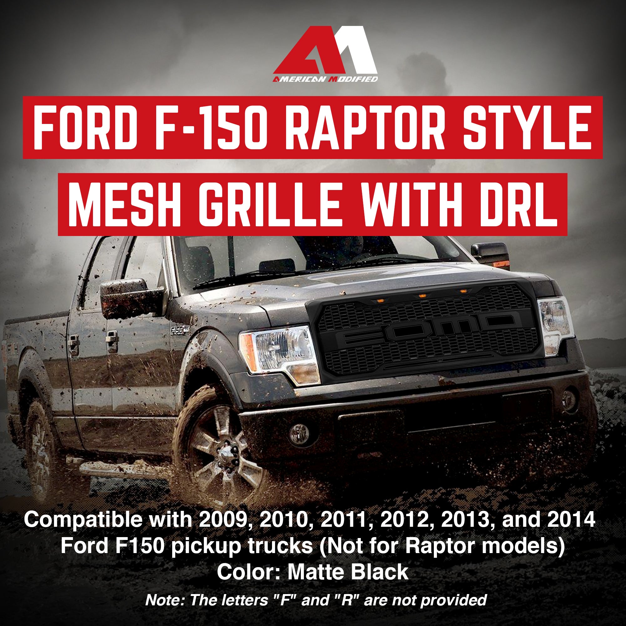 AMERICAN MODIFIED Raptor Grille w/LED Lights for 09-14 Ford F150(For Parts) - VMInnovations