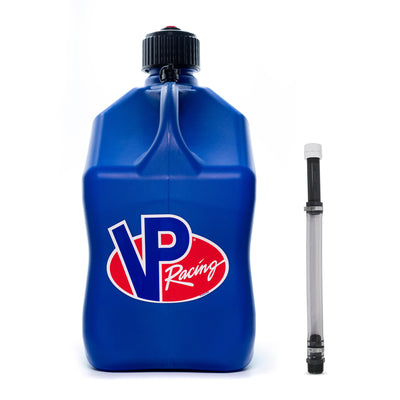 VP Racing 5.5 Gallon Motorsport Utility Jug and 14 Inch Deluxe Hose, Blue