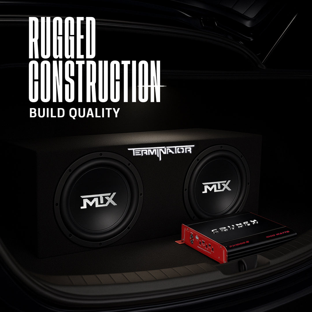 Crunch 2 Channel Car Audio Amplifier & MTX 12 In Dual Loaded Subwoofer Enclosure
