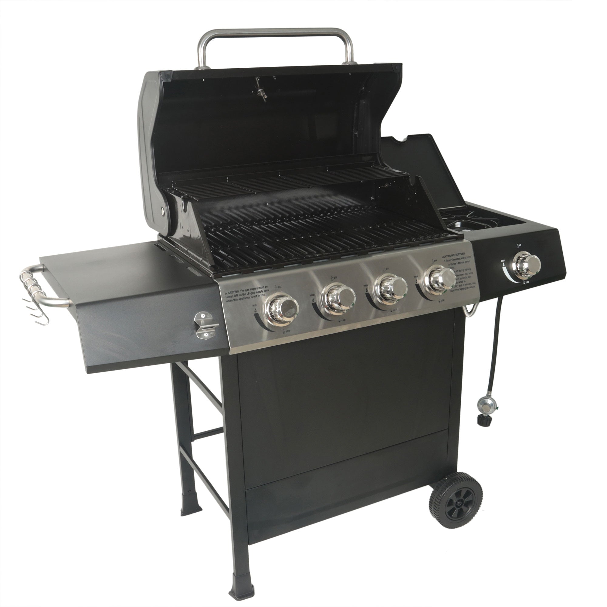 Grill Boss 4-Burner Gas Grill w/ Side Burner, Cover & Side Shelf (Open Box) - VMInnovations