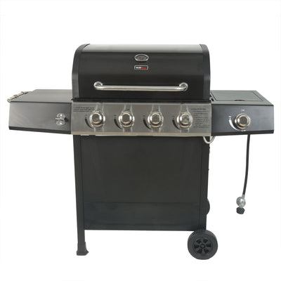 Grill Boss 4-Burner Gas Grill w/ Side Burner, Cover, Shelves, (Damaged)
