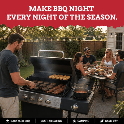 Grill Boss 4-Burner Gas Grill with Side Burner, Cover, Shelves, & Bottle Opener