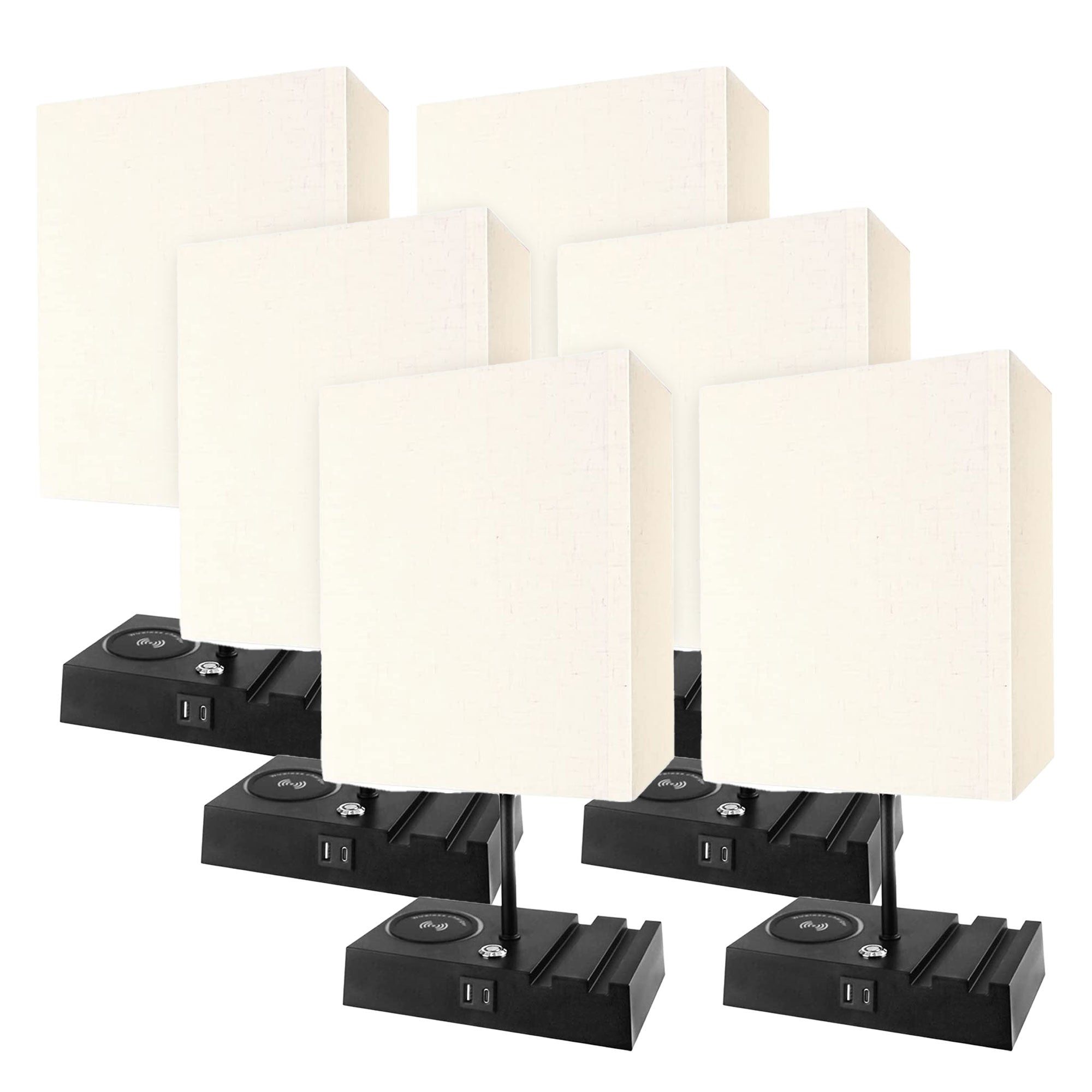 Banord 16 Inch LED Table Lamps with 3 Brightness Levels and USB Ports (6 Pack)