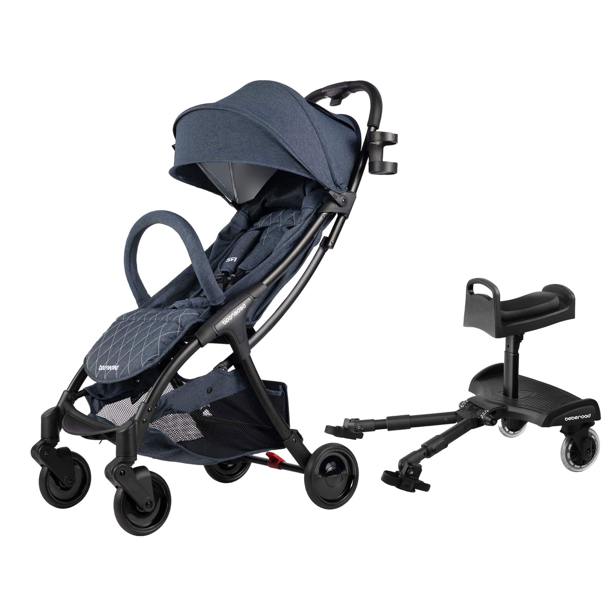 Beberoad Rider Baby Stroller Glider & R2 Ultra Lightweight Stroller, Jeans Blue - VMInnovations