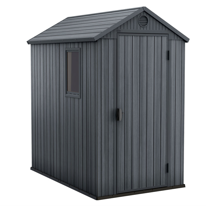 Keter Darwin 4 Foot x 6 Foot Outdoor Garden Tool Storage Shed w/Window, Graphite