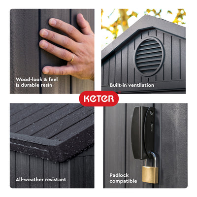 Keter 4 x 6 Foot Heavy Duty Shed for Garden Accessories and Tools (Open Box) - VMInnovations