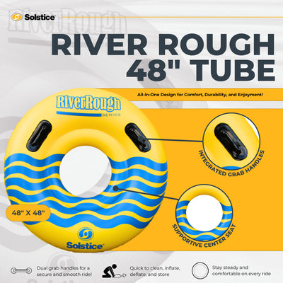 Swimline River Rough 48" Inflatable Pool Float Tube Water Raft w/Handles, Yellow - VMInnovations