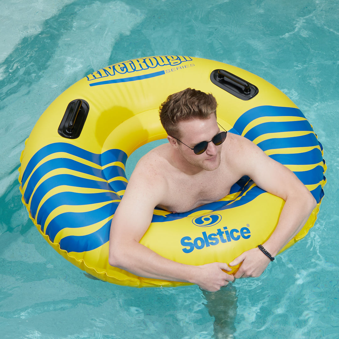 Swimline River Rough 48" Inflatable Pool Float Tube Water Raft w/Handles, Yellow