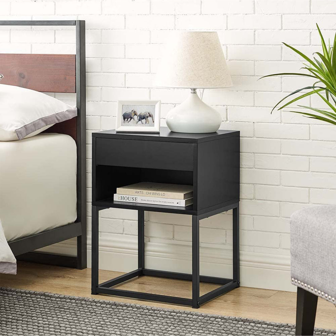 BIKAHOM 21In Tall Simple End Table Nightstand with Drawer and Shelf (For Parts)