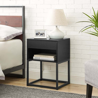 BIKAHOM 21.8in Tall Simple End Table Nightstand with Drawer & Shelf (Open Box)