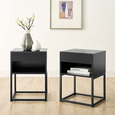 BIKAHOM 21In Tall Simple End Table Nightstand with Drawer and Shelf (For Parts) - VMInnovations