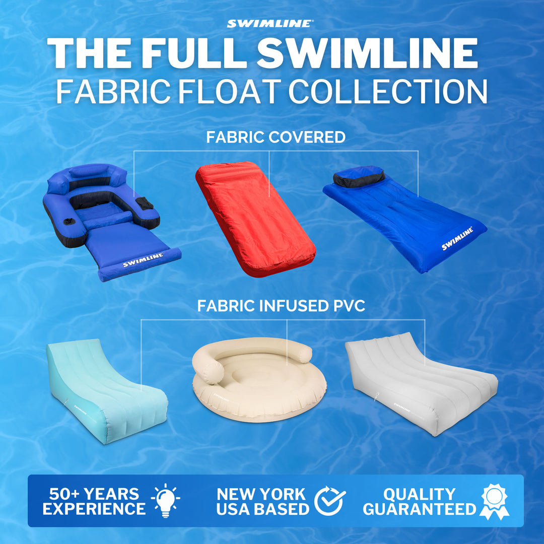 Swimline Inflatable Durable Fabric Swimming Pool Floating Lounger Chair, Blue