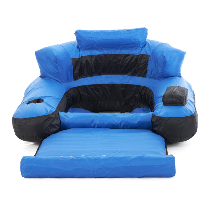 Swimline Inflatable Durable Fabric Swimming Pool Floating Lounger Chair, Blue