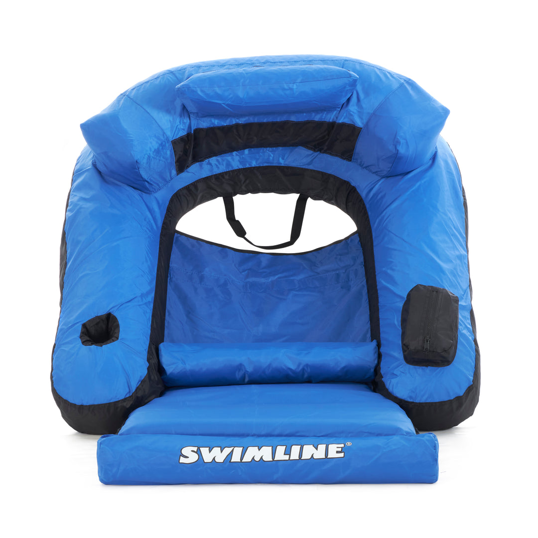 Swimline Inflatable Durable Fabric Swimming Pool Floating Lounger Chair, Blue