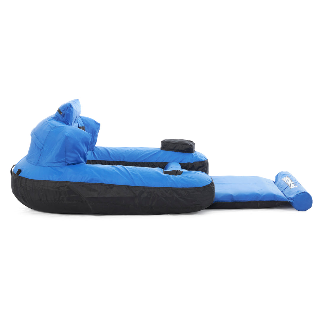 Swimline Inflatable Durable Fabric Swimming Pool Floating Lounger Chair, Blue