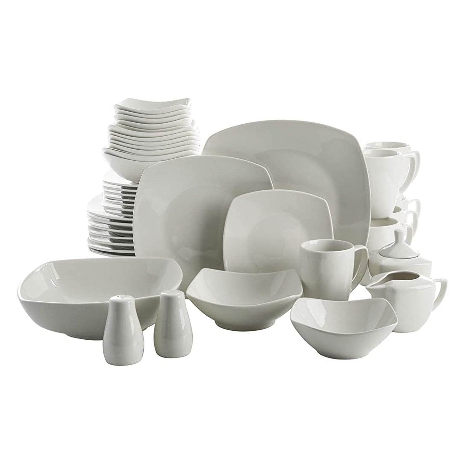 Gibson Home Zen Buffet Porcelain Square Dinnerware Set, Service for 6 (Open Box) - VMInnovations