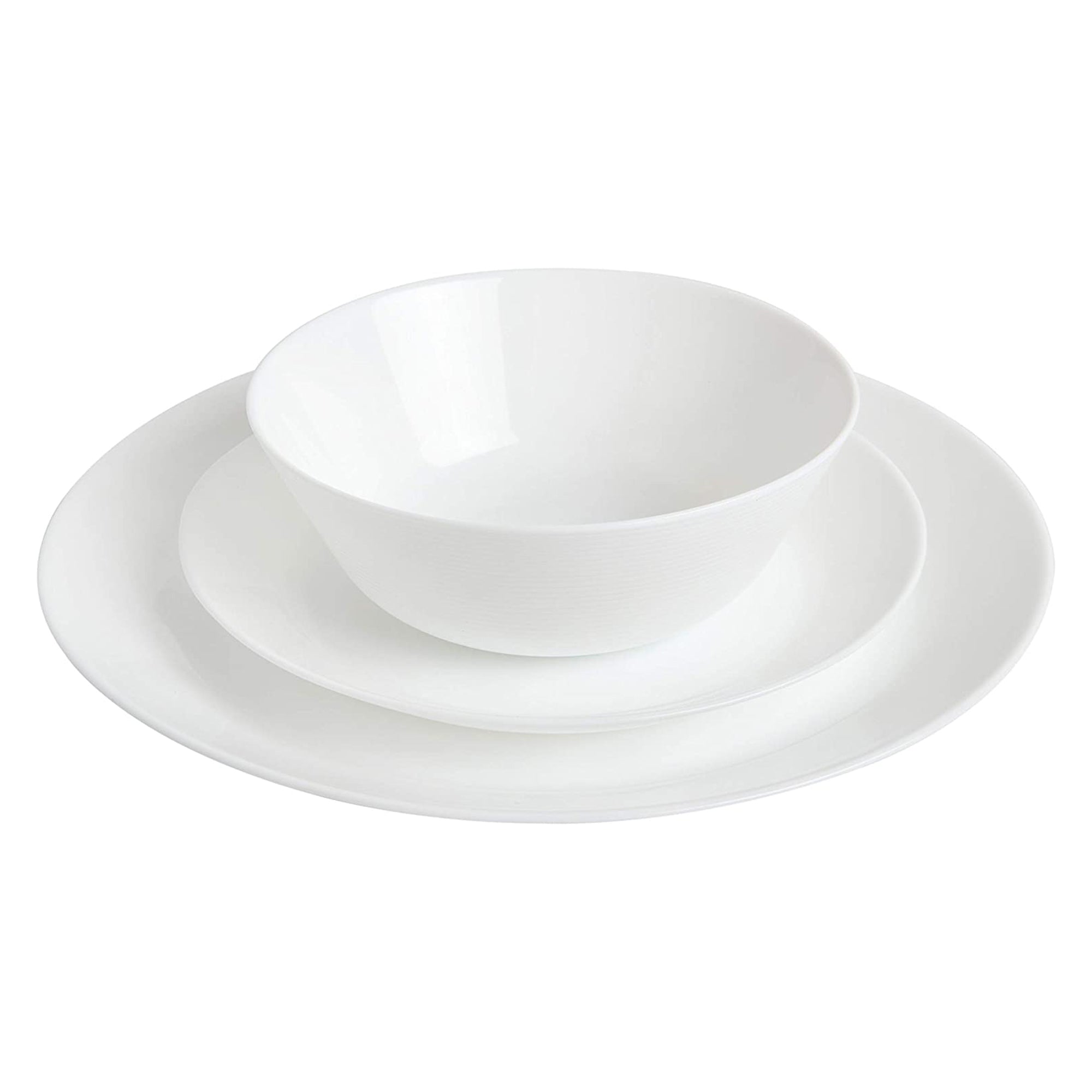 Gibson Home Ultra Break and Chip Resistant 18 Piece Dinnerware Set, Opal Glass - VMInnovations