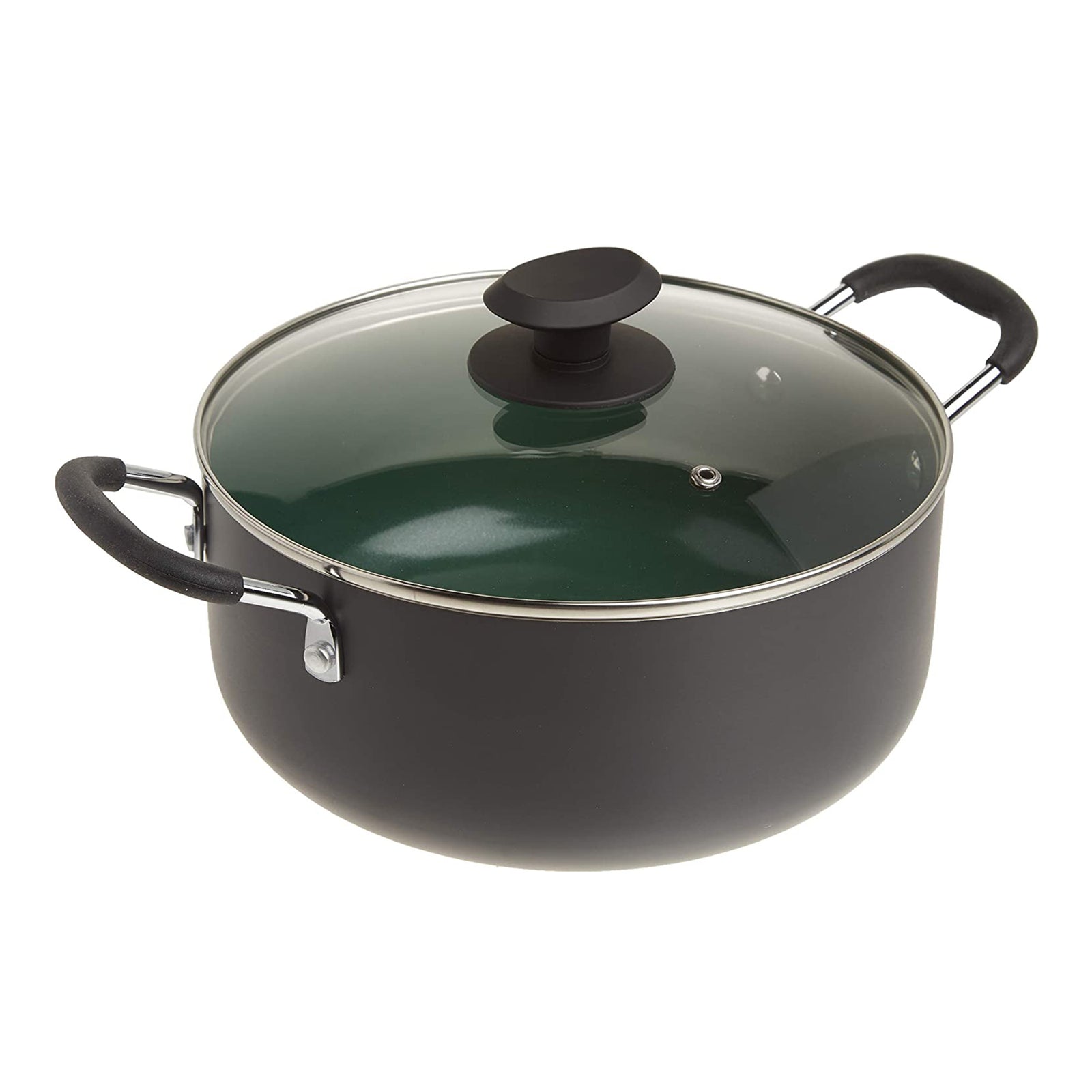 Gibson Hummington Non-Stick Ceramic 5-Quart Dutch Oven with Lid, Grey and Green - VMInnovations