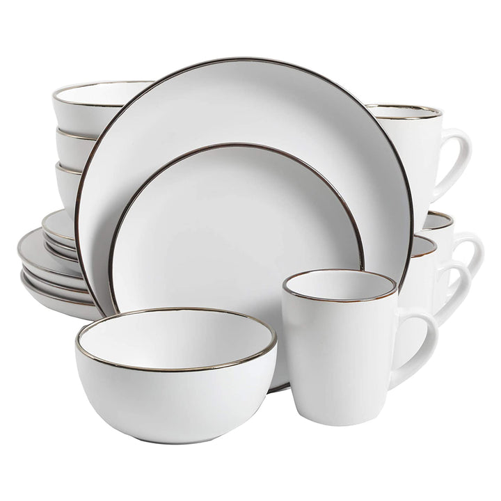 Gibson Home Rockaway Round Stoneware Dinnerware Set, Service for 4 (Open Box)