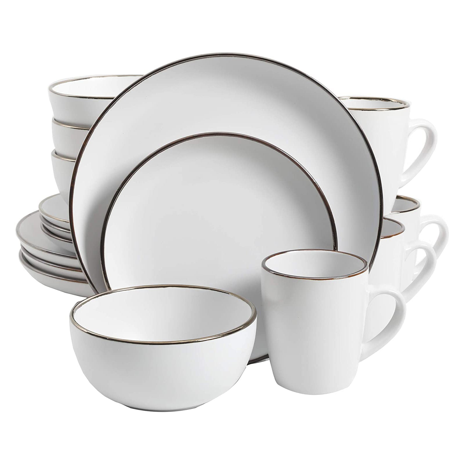 Home Rockaway Round Stoneware Dinnerware Set, Service for 4, Matte White (Used) - VMInnovations