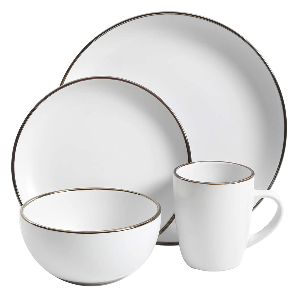 Home Rockaway Round Stoneware Dinnerware Set, Service for 4, Matte White (Used) - VMInnovations