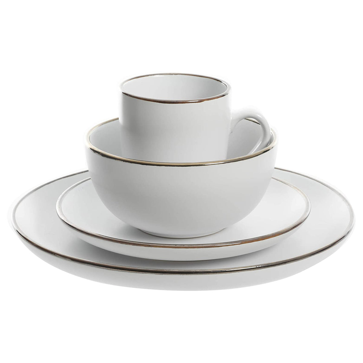 Gibson Home Rockaway Round Stoneware Dinnerware Set, Service for 4 (Open Box)
