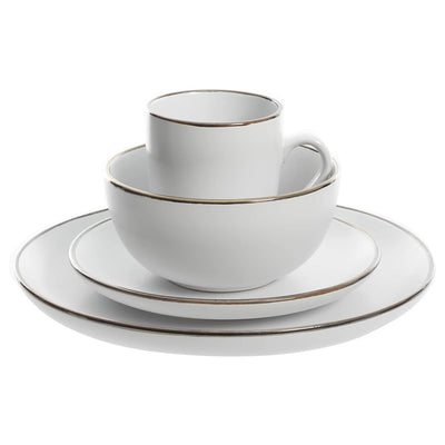 Home Rockaway Round Stoneware Dinnerware Set, Service for 4, Matte White (Used) - VMInnovations
