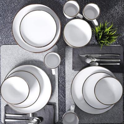 Gibson Home Rockaway Round Stoneware Dinnerware Set, Service for 4, Matte White