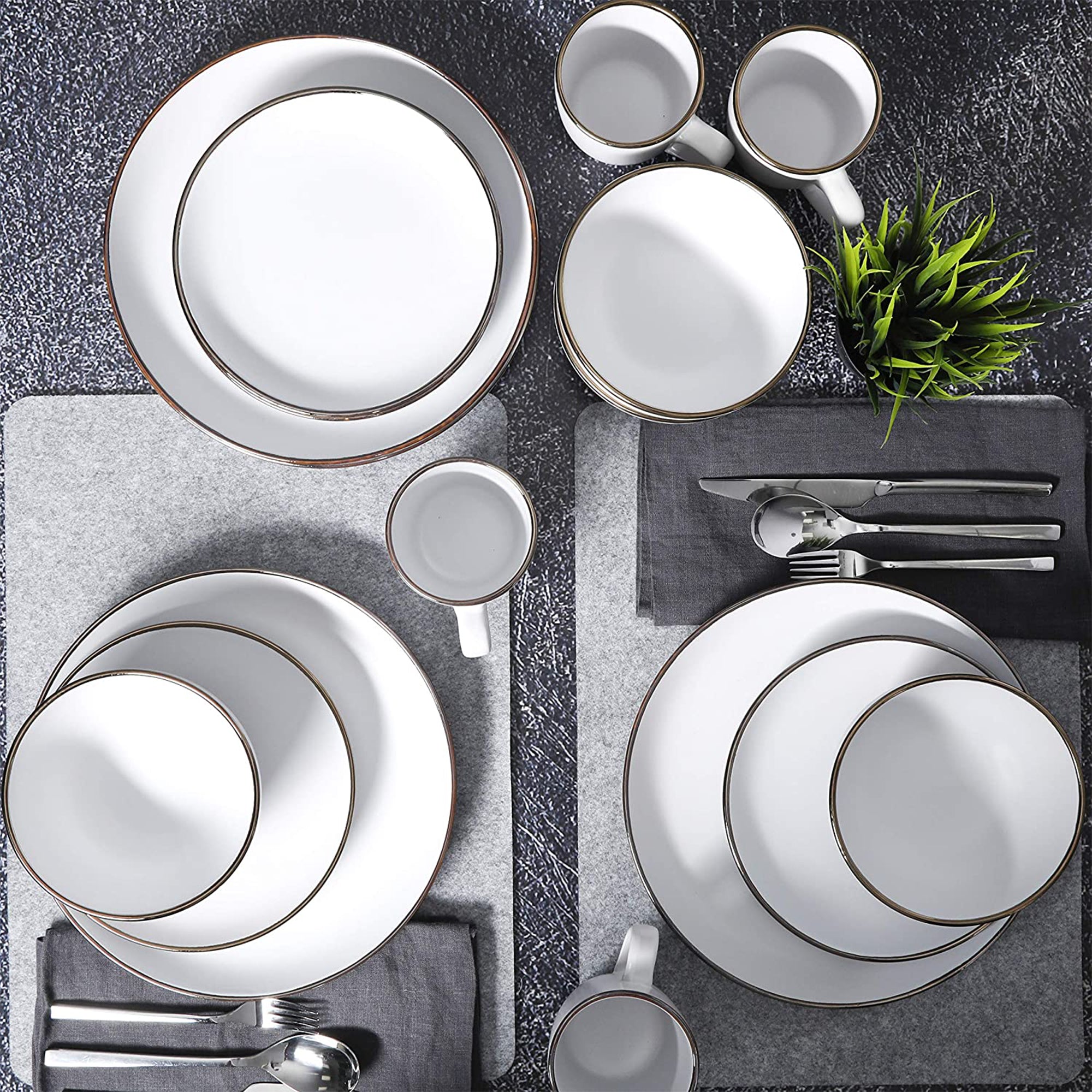 Home Rockaway Round Stoneware Dinnerware Set, Service for 4, Matte White (Used) - VMInnovations