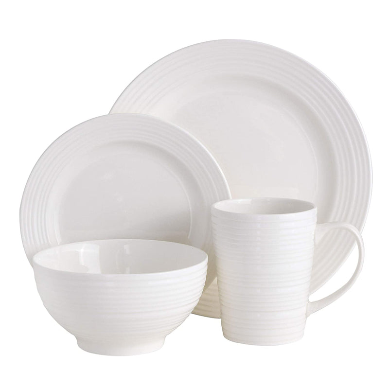 Gibson Home Amelia Court 16 Piece Set with White Embossed Porcelain (Open Box)
