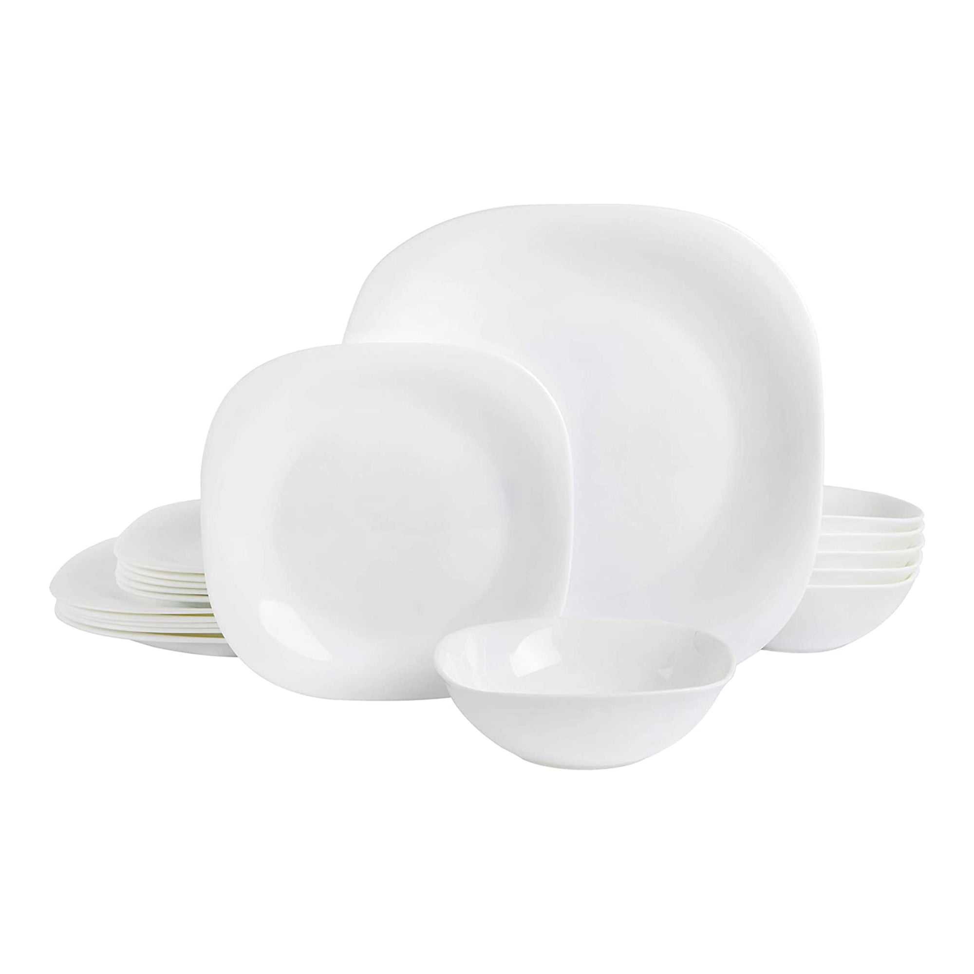 Gibson Home Break and Chip Resistant Square Dinnerware Set, Service for 6, Opal - VMInnovations