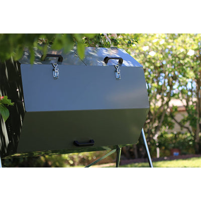 Jora Composter JK270A 70 Gallon Outdoor Dual Chamber Steel Compost Tumbler Bin