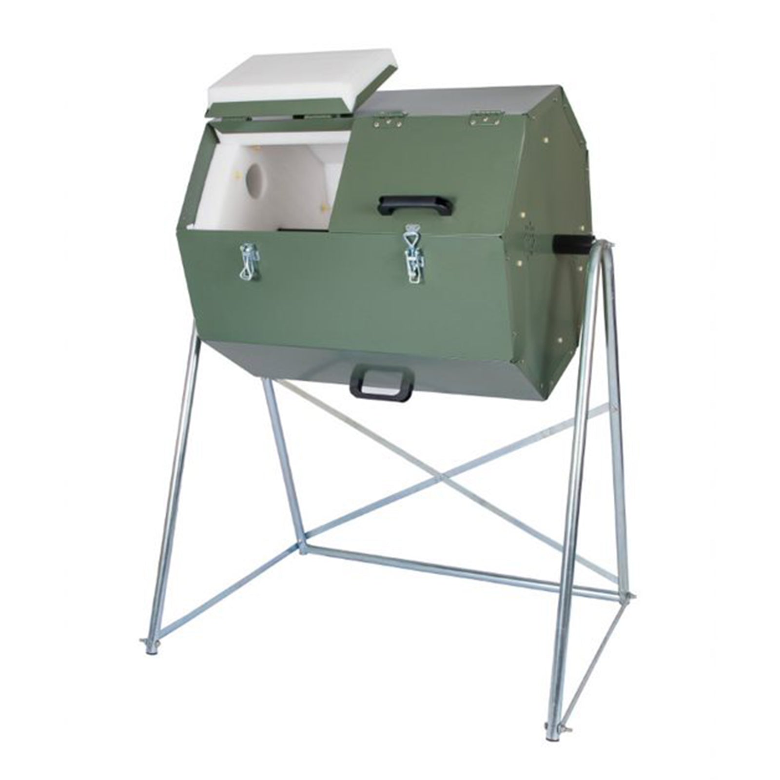 JK125 33 Gallon Outdoor Dual Chamber Steel Compost Tumbler Bin (For Parts) - VMInnovations