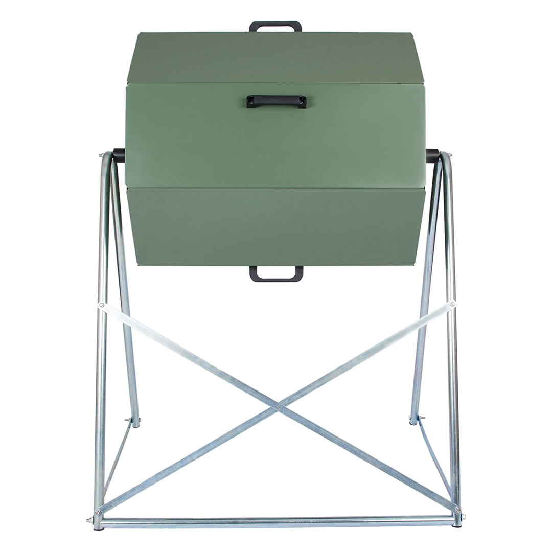 JK125 33 Gallon Outdoor Dual Chamber Steel Compost Tumbler Bin (For Parts)