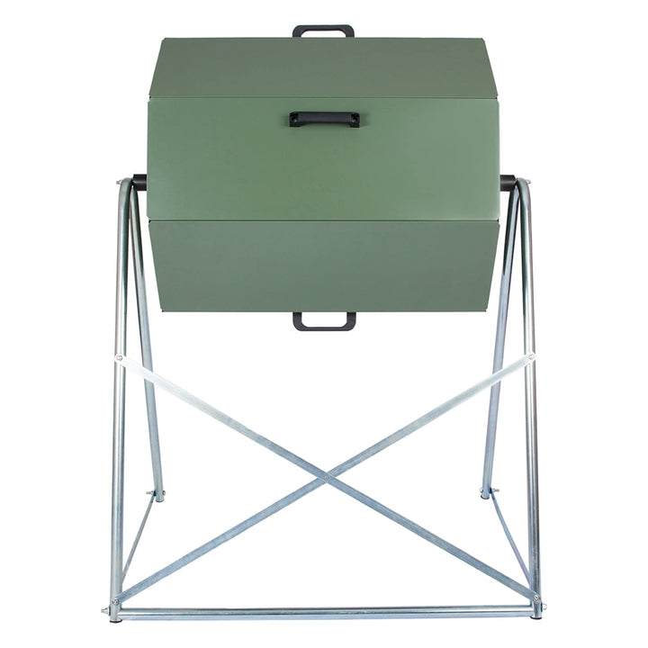JK125 33 Gallon Outdoor Dual Chamber Steel Compost Tumbler Bin (For Parts)