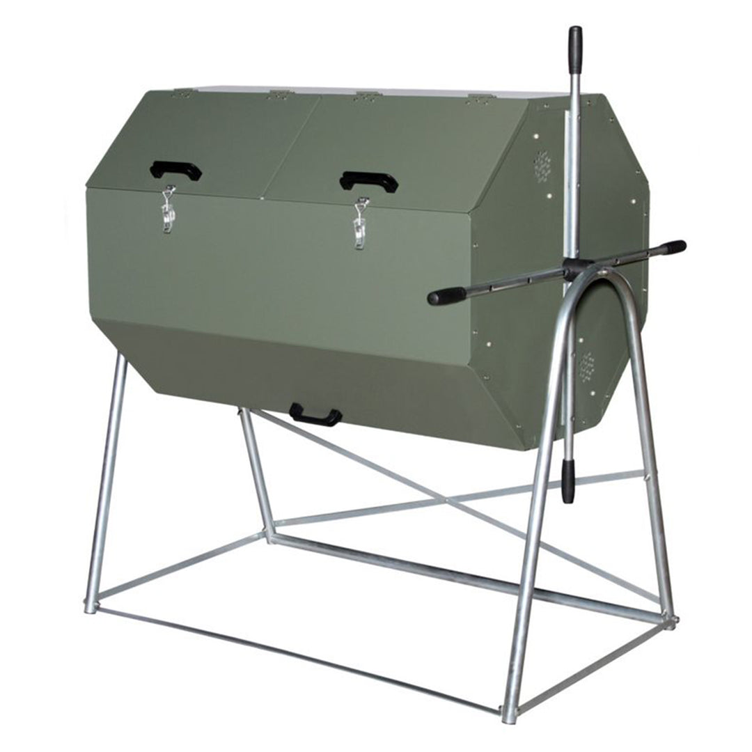 Jora JK400A 106 Gal Outdoor Dual Chamber Steel Compost Tumbler Bin (For Parts)