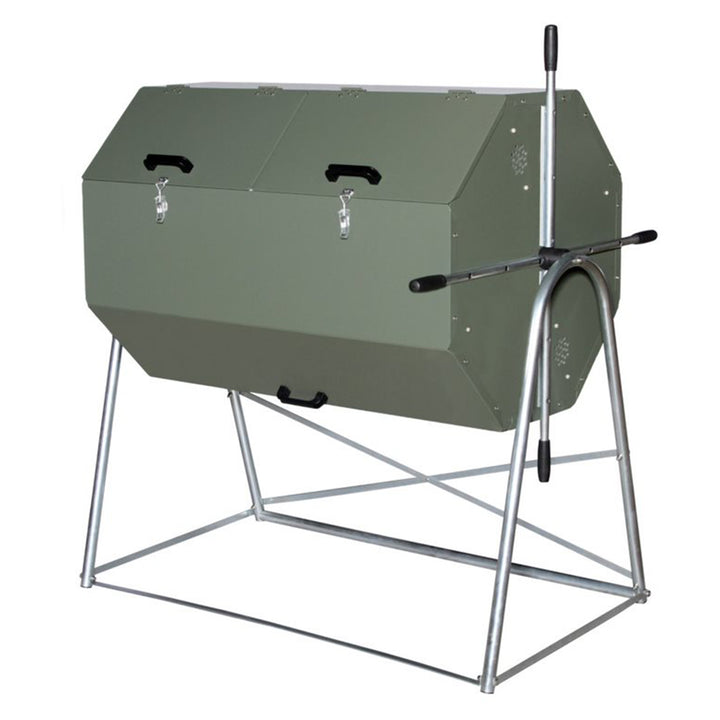 Jora JK400A 106 Gal Outdoor Dual Chamber Steel Compost Tumbler Bin (For Parts)