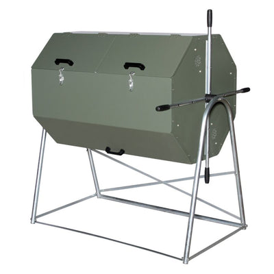 Jora Composters JK400A 106 Gallon Outdoor Dual Chamber Steel Compost Tumbler Bin