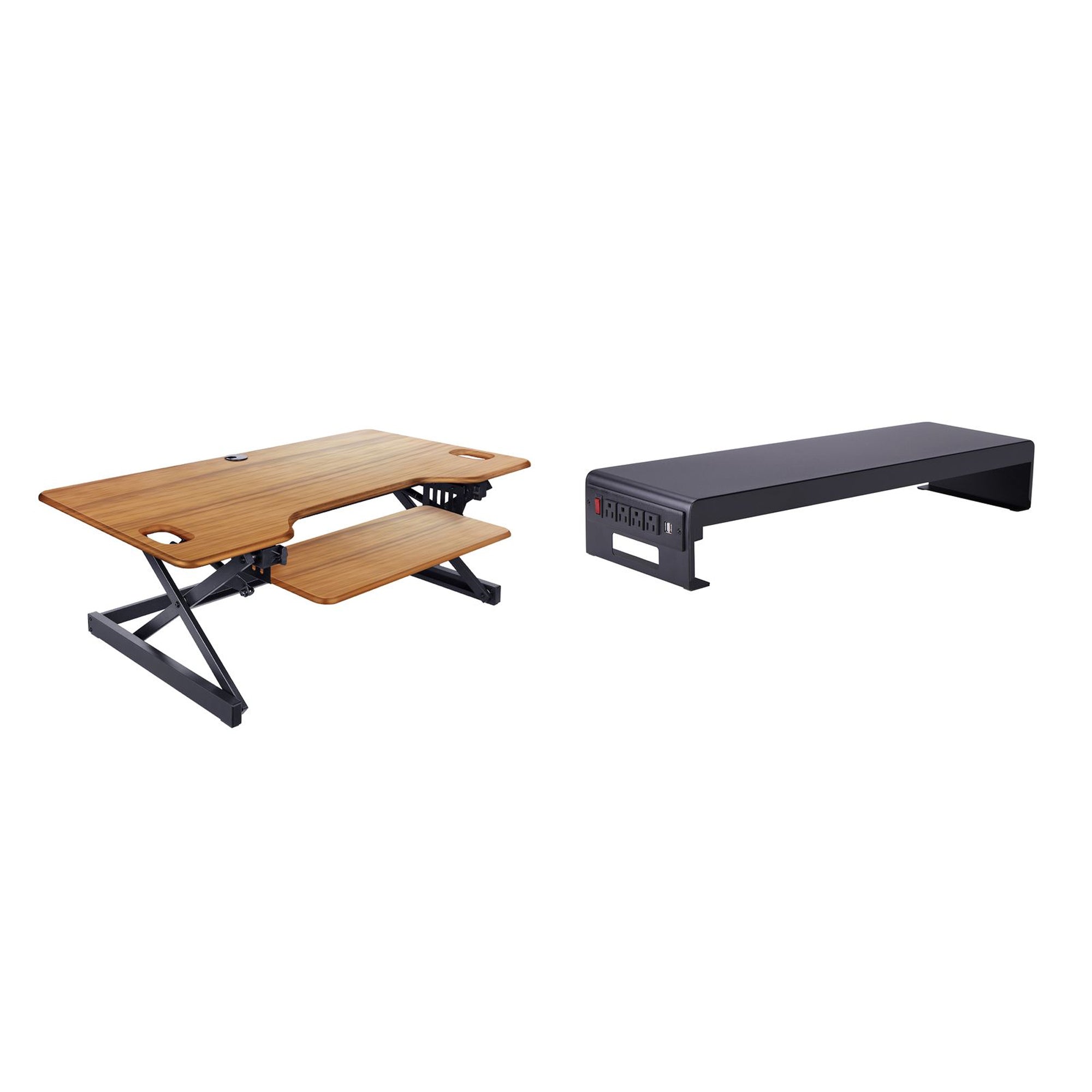 Rocelco 46 In Standing Desk Converter & 30 In Dual Monitor Stand w/ USB Charging - VMInnovations